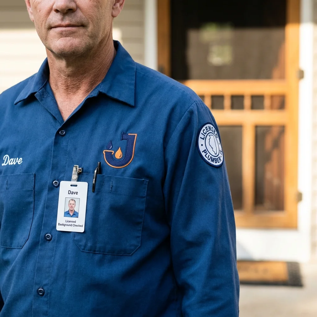 Licensed plumber showing ID badge in Brown City, MI