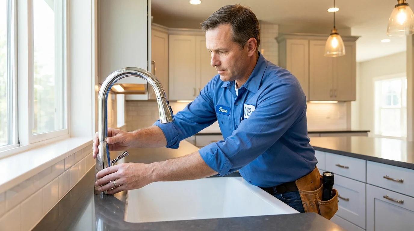 Kitchen faucet installation by Johns Plumbing LLC in Brown City