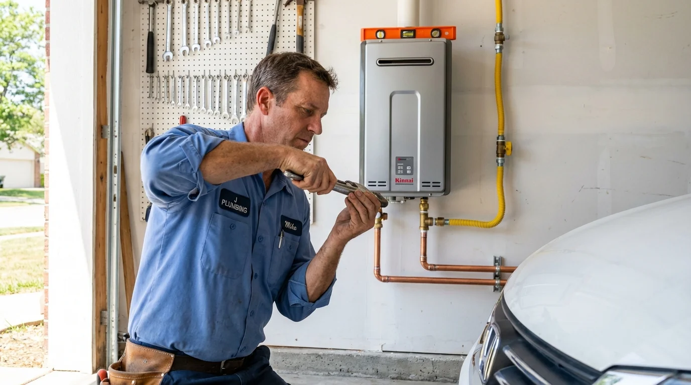 Tankless water heater installation by a Johns Plumbing LLC plumber in Brown City